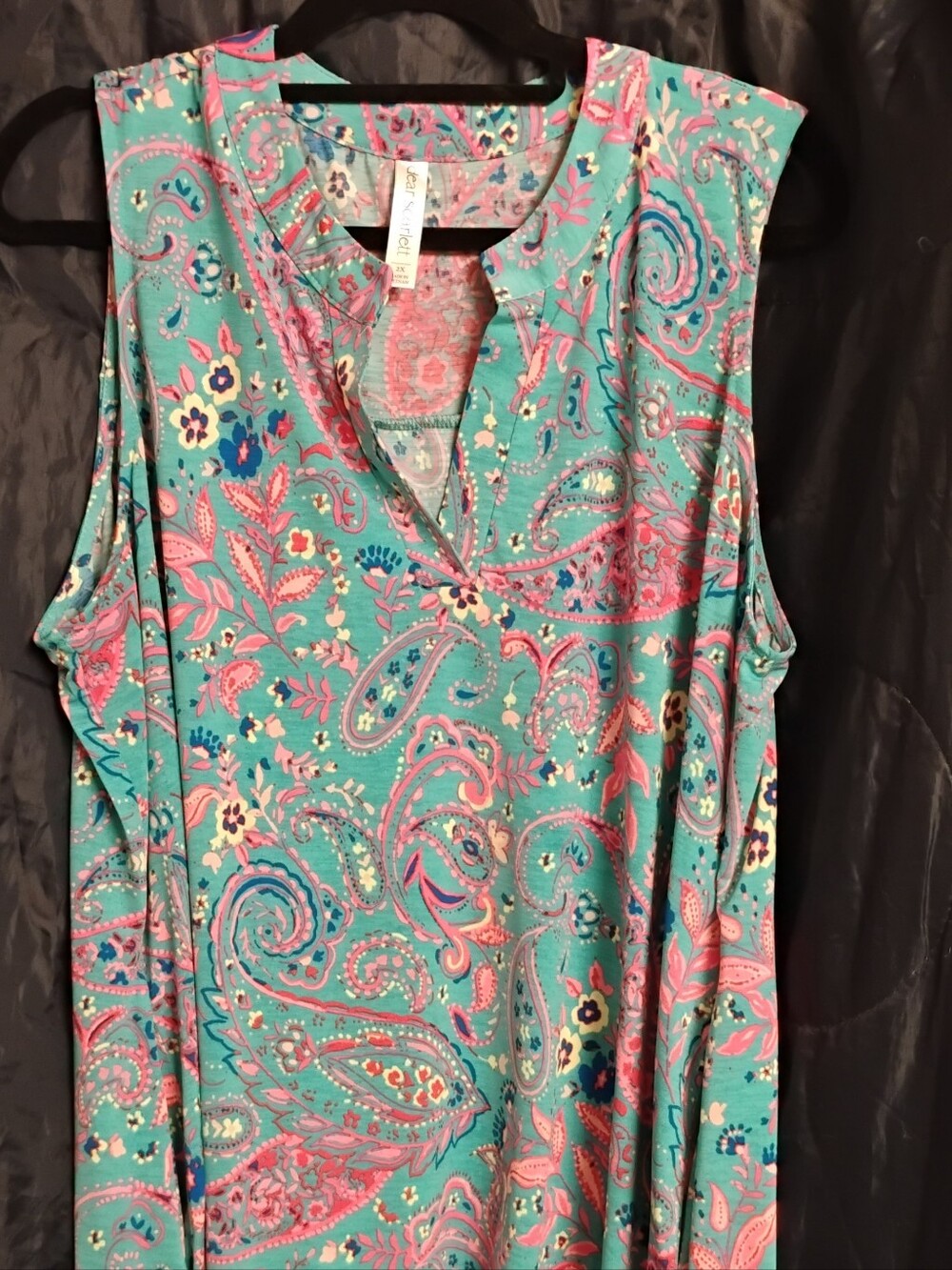 Dear Scarlett Sleeveless Lizzy Dress, Turquoise, Pink And Yellow Paisley, Sz 2x